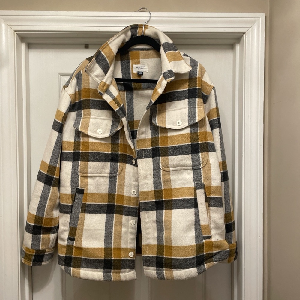 American Eagle Plaid Button-Up Jacket